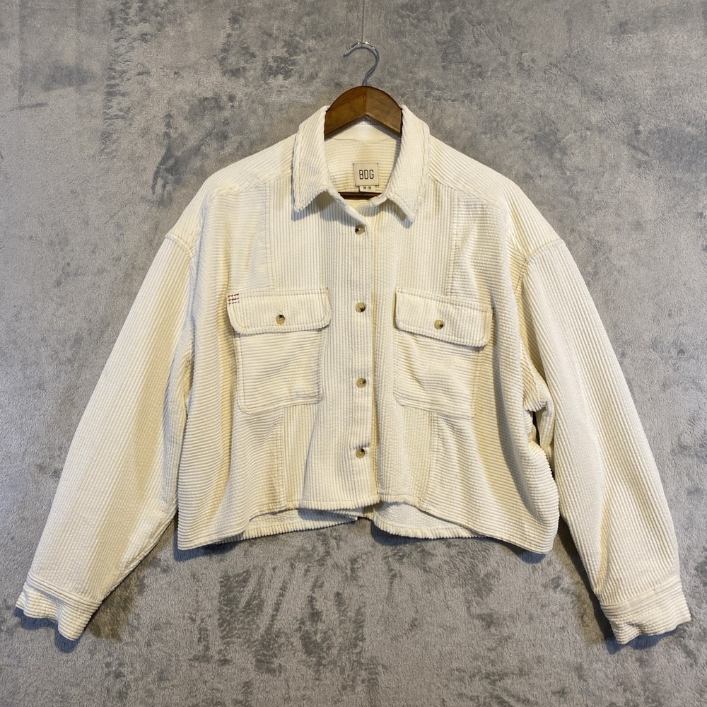 Urban Outfitters Cream Corduroy Bomber Jacket